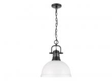  3602-L BLK-WHT - Duncan 1-Light Pendant with Chain in Matte Black with Matte White